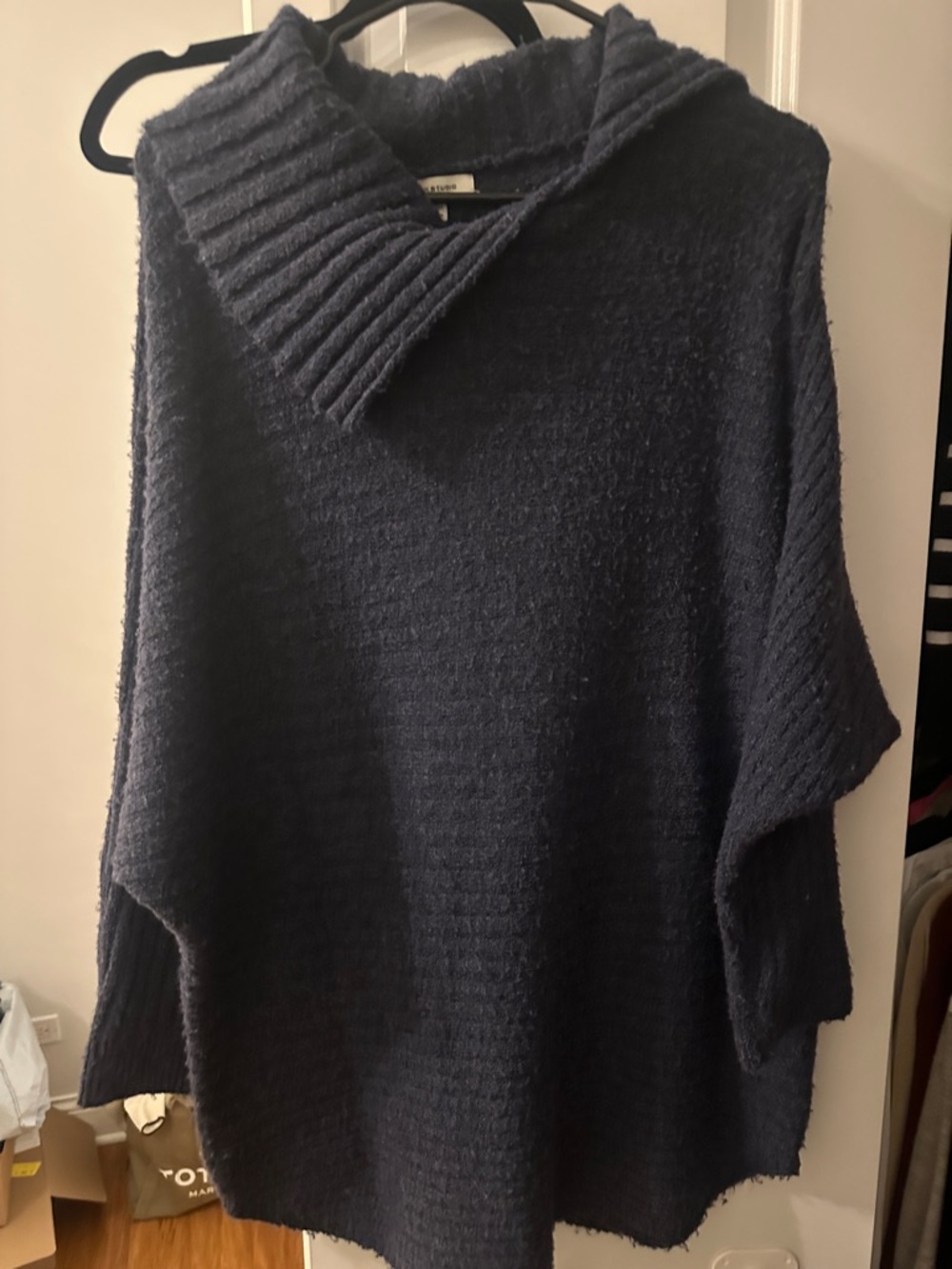 Max Studio Dark Navy Hooded Knit Sweater